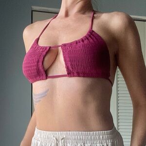 Vibrant Pink Halter Bikini Top